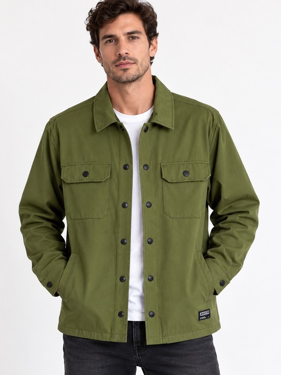 EZEKIEL Other - Ezekiel Men’s Large Olive Green Snap Front Utility Coach Jacket Lined